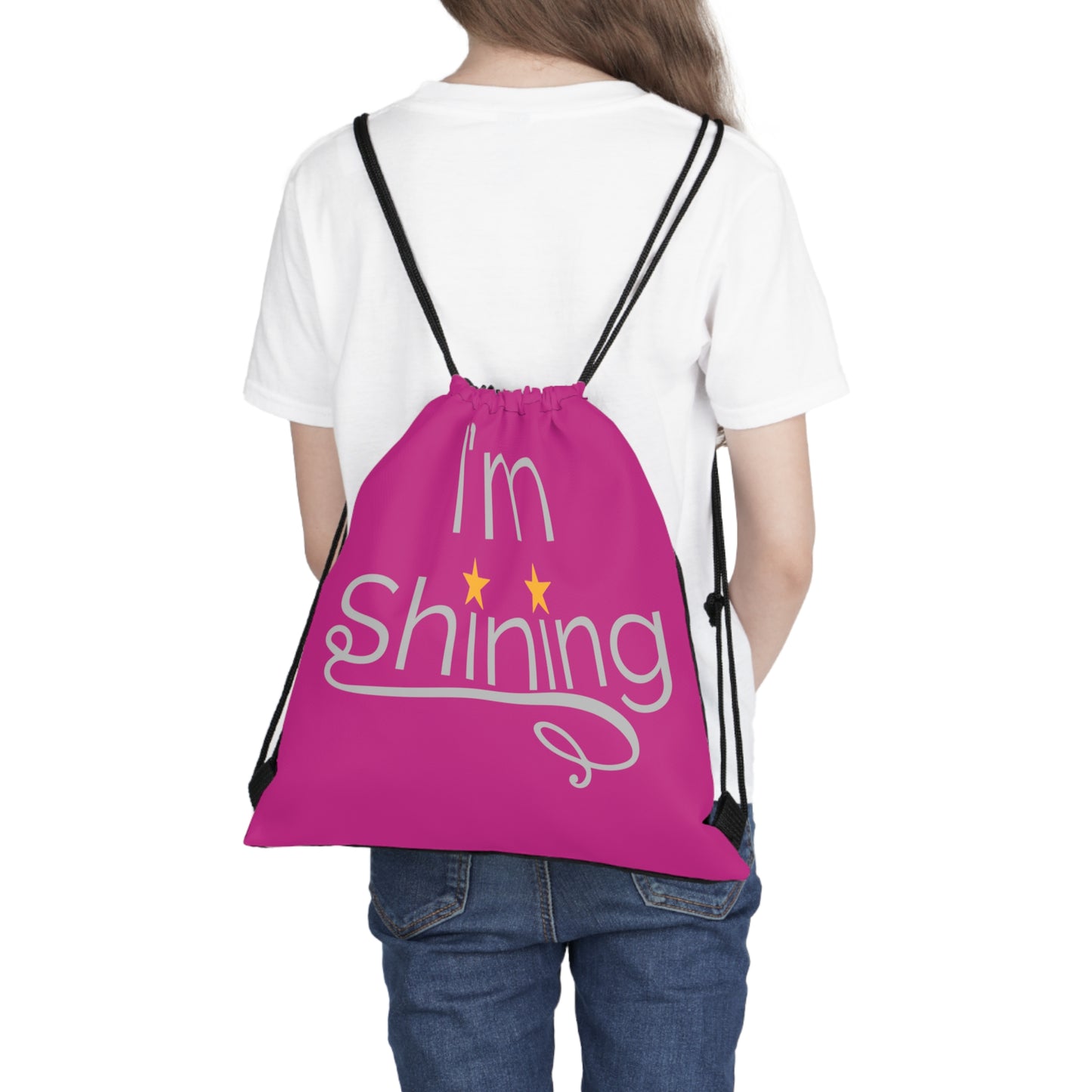 I'm Shining Pink Drawstring Bag